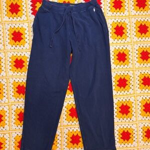 Polo Ralph Lauren Navy Blue Waffle Knit Pull On Sweat Lounge Pants Men's Large